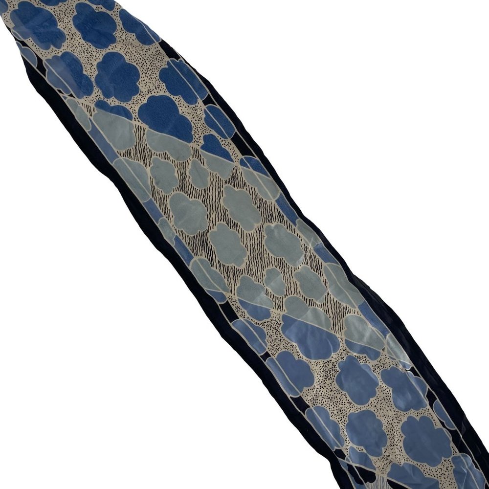 Cloudy Day Rain Cloud Print Vintage 1970s 62" Scarf Belt Accessory - Picture 2 of 4